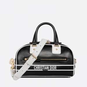 M6209 迪奧DIOR VIBE BOWLING 拉鏈手袋小號 光滑牛皮保齡球包 黑色